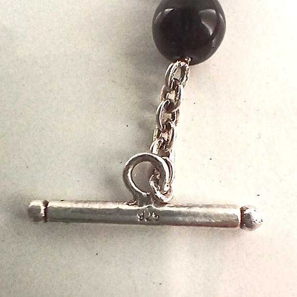 Tiffany & Co 925 Black Onyx Beaded Sterling Silver Toggle Bracelet 7.5" Vintage - Picture 5 of 7